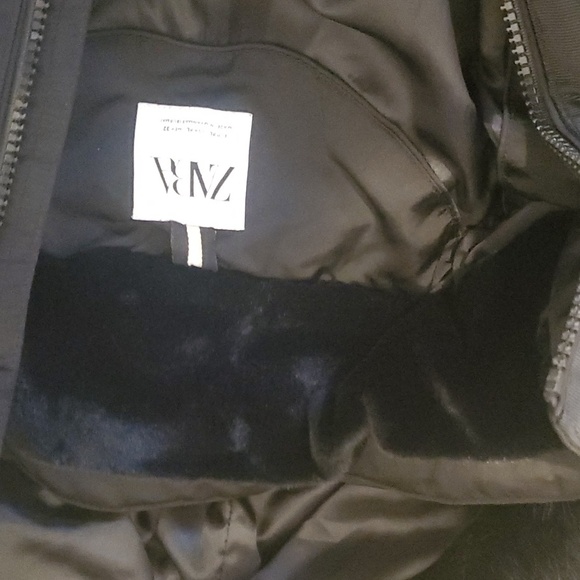 Zara Puffer Jacket Faux Fur Hood Trim - Picture 7 of 9
